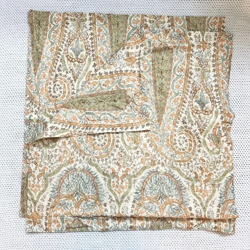 Pottery Barn Agatha Paisley Pale Sage Rust Tan Euro Pillow Sham Set 2 Cotton